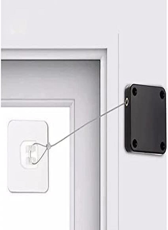 UTRIORIX Auto Door Closer with Steel Drawstring, Commercial Multifunctional Door Closer, Residential Sliding Screen Door Closer, Punch-Free Automatic Sensor Door Closer (Black) - Image 2